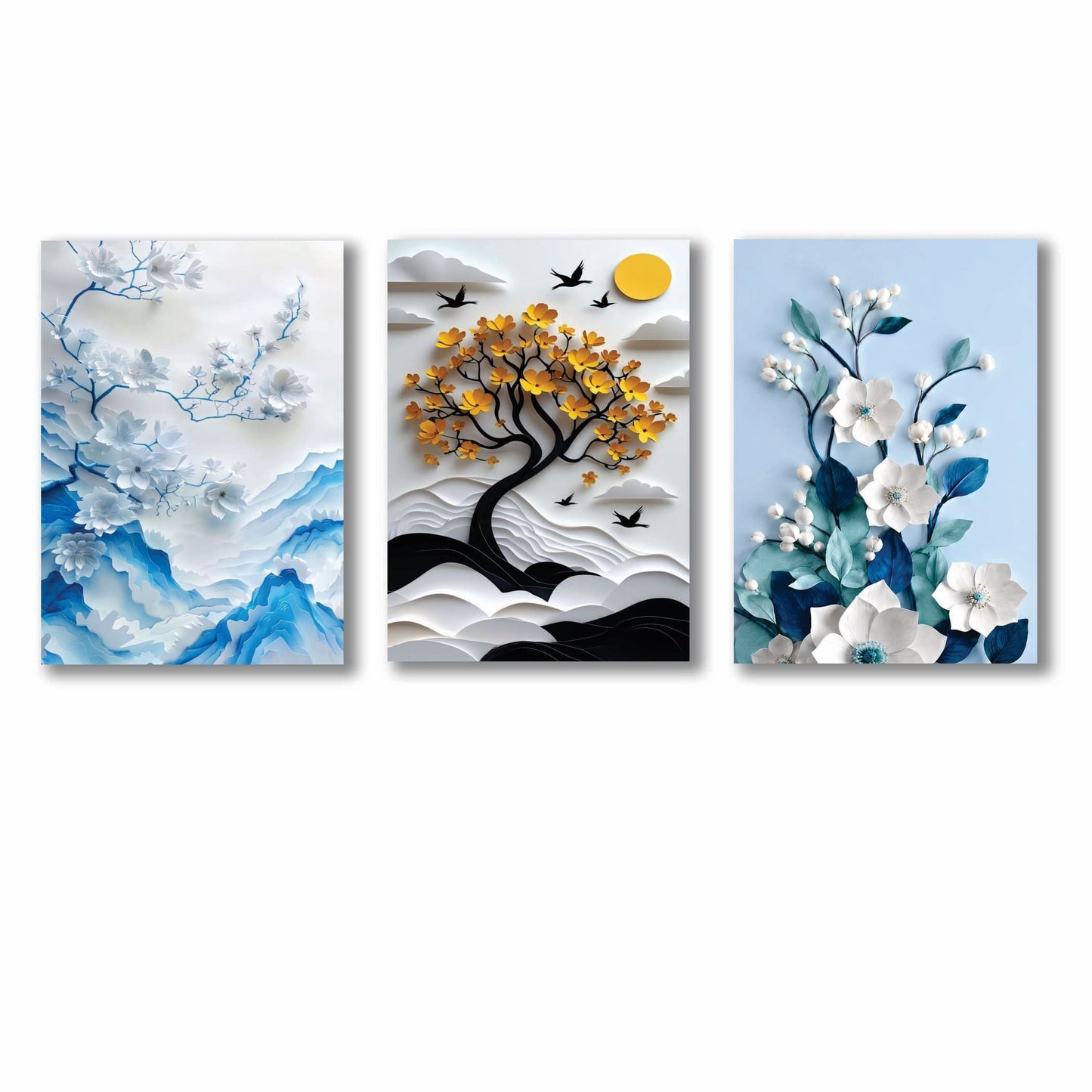 Set of 3 Premium Wall Art Photo Tiles – Modern Home Decor Sets 8 X 11
