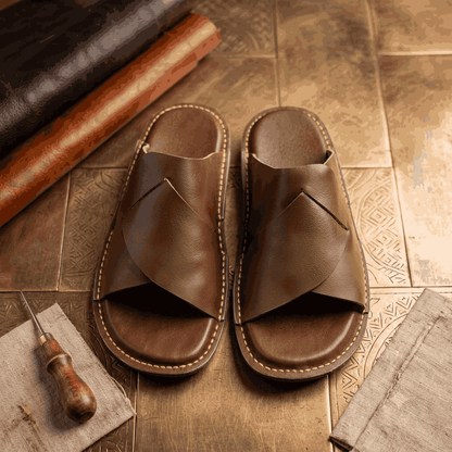 Handmade Double Shade Brown Slippers | Lightweight & Soft Comfortable Indoor House Slippers l Size 10