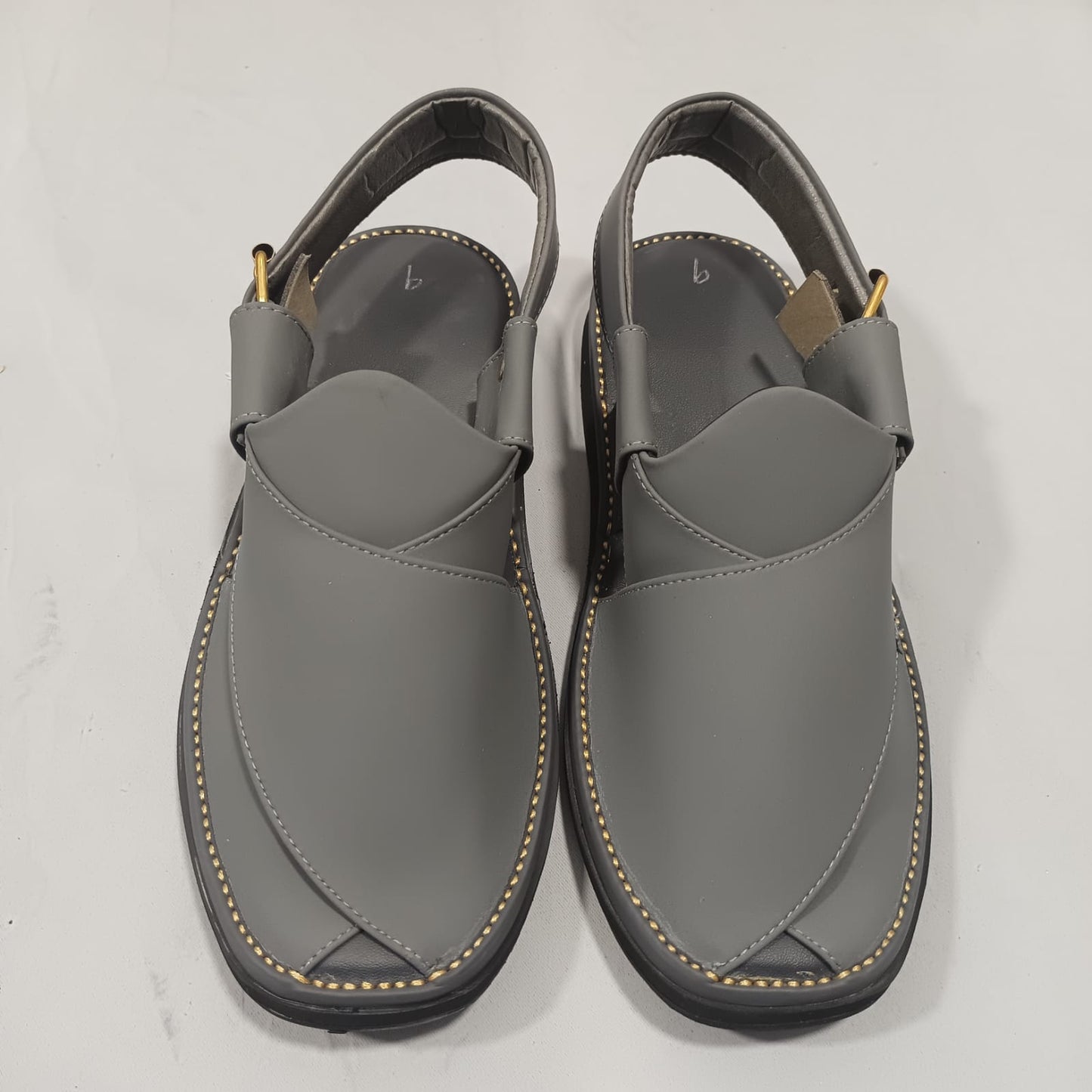 Peshawari Chappal Naram Qadam Pro Grey Color Traditional Casual Wear For Men - Size 10