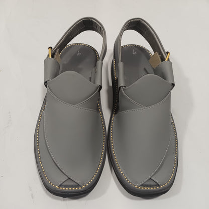 Peshawari Chappal Naram Qadam Pro Grey Color Traditional Casual Wear For Men - Size 10