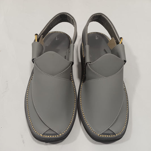 Peshawari Chappal Naram Qadam Pro Grey Color Traditional Casual Wear For Men - Size 10