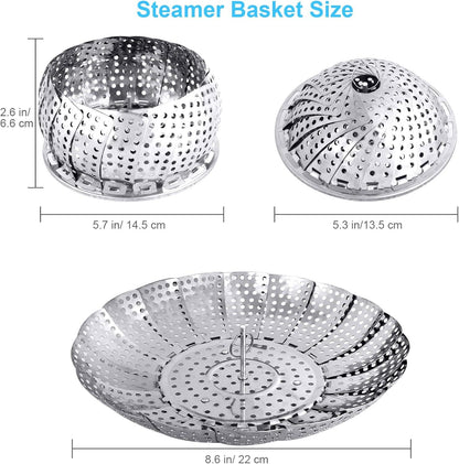 Food Steamer Collapsible Expandable Steamer Insert for Vegetables, Dumplings & Food Cooking