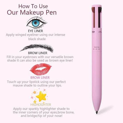 Eye Shadowliner Combination 4 In 1 Makeup Pen  Waterproof Eyeliner Eyebrow Pencil Longlasting Highlighter Stick